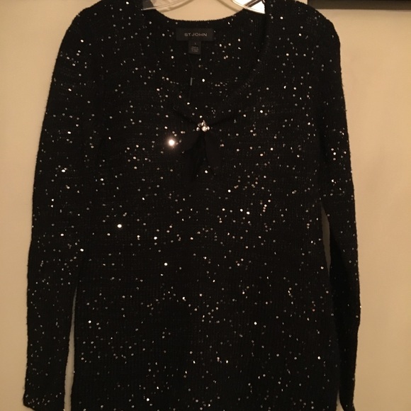 ST. JOHN NWT Caviar Sequin sweater - Picture 5 of 10